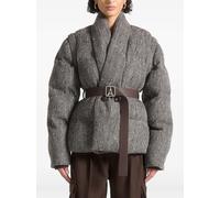 Manière De Voir Inez herringbone belted puffer jacket - Grey 10-12-14-16
