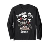 Manifest Align Receive Spiritual Skeleton Skulls Long Sleeve T-Shirt
