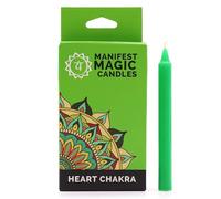 Manifest Magic Candles (Pack of 12) - Green - Heart Chakra Meditation & Spiritual Ritual Candle Set