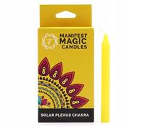 Manifest Magic Soy Wax Candles Pack of 12, Yellow, Solar Plexus Chakra, Meditation & Spiritual Enhancer, Grounding Energy, 90 Min Burn Time