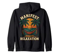 Manifest Relaxation Palm Trees Sunset Vibe Zip Hoodie