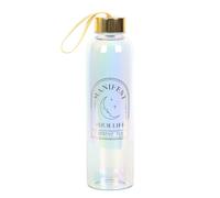 Manifest Your Life Iridescent Glass 500ml Water Bottle Something Different Gold One Size
