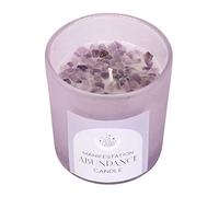 Manifestation Abundance Candle, French Lavender Scent, Amethyst Crystal Infused, Purple Glass Jar with Rose Gold Lid