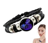 Manifestation Bracelet, 12 Constellation Bracelet, Handmade Woven Multilayer Adjustable PU Leather Bracelets Unisex, Glow In The Dark Bracelets, Portable Constellation Leather Braceletes