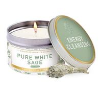 Manifestation Candles Pure White Sage Smudge Candle for House Energy Cleansing, Banishes Negative Energy I Purification and Chakra Healing - Natural Soy Wax Tin Candle