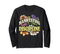 Manifesting Discipline Floral Motivation Power Crest Long Sleeve T-Shirt