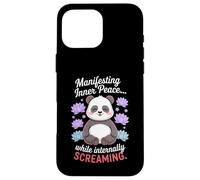 Manifesting Inner Peace While Screaming Funny Panda Case for iPhone 16 Pro Max