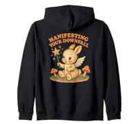 Manifesting Your Downfall Cute Evil Bunny Graphic Zip Hoodie