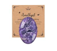 MANIFO 2.4" Large Amethyst Crystal Worry Stone Reiki Healing Crystal Polished Palm Gemstone Thumb Pocket Stone Massage Stress Relief Meditation Balance