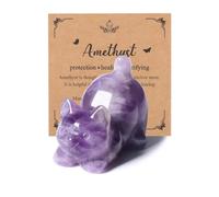 MANIFO Amethyst Crystal Cat Figurine for Cat Lovers Cute Gemstone Cat Ornaments for Home Office Cat Statue Gifts