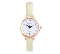 MANIFO Easy Reader Women Arabic Numerals Analogue Quartz Watch Thin Strap PU Leather Wrist Watch for Ladies, White