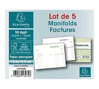 Manifolds factures - 50 feuillets autocopiants - sous film par lot de 5