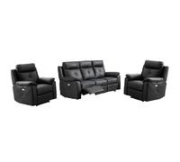 manila leather electric recliner 3+1+1 seater sofa set in anthracite