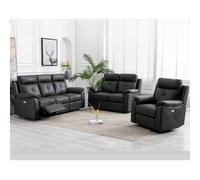 manila leather electric recliner sofa suite in anthracite