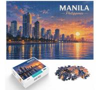 Manila Philippines Cityscape at Night_001 Jigsaw Puzzle, 1000 Piece | For the Christmas break, this adult jigsaw puzzle with 1000 pieces works as both a festive gift and an indoor activity.