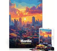 Manila Philippines Cityscape at Sunset 1000 Piece Jigsaws for Teenagers Puzzle Smart Training Tranquil Escape Flawless Cut Memorable Gift size 38x26cm