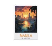 Manila Philippines Vintage Travel Poster Canvas Art Print Office Family Bedroom Decorative Posters Gift Wall Decor Poster 12x18inch(30x45cm) Unframe