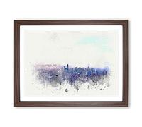 Manila Skyline In The Philippines In Abstract Modern Art Framed Wall Art Print, Ready to Hang Picture for Living Room Bedroom Home Office Décor, Walnut A3 (46 x 34 cm)