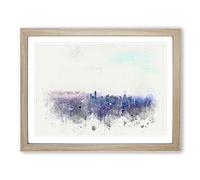 Manila Skyline In The Philippines In Abstract Modern Art Framed Wall Art Print, Ready to Hang Picture for Living Room Bedroom Home Office Décor, Oak A2 (64 x 46 cm)