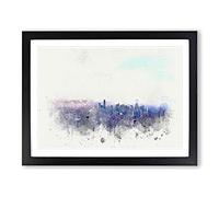 Manila Skyline In The Philippines In Abstract Modern Art Framed Wall Art Print, Ready to Hang Picture for Living Room Bedroom Home Office Décor, Black A4 (34 x 25 cm)