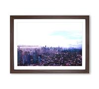 Manila Skyline in The Philippines Painting Framed Print | A2 Walnut Framed Wall Art | Ready to Hang | Modern Cityscape Picture | Living Room Bedroom Lounge Office