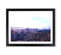 Manila Skyline In The Philippines Painting Modern Art Framed Print | A4 Black Framed Wall Art | Ready to Hang | Modern Cityscape Picture | Living Room Bedroom Lounge Office