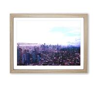 Manila Skyline In The Philippines Painting Modern Art Framed Wall Art Print, Ready to Hang Picture for Living Room Bedroom Home Office Décor, Oak A4 (34 x 25 cm)