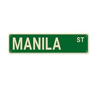 Manila Street Signs, Manila Decor Manila Sign Manila Gift, Wall Decor For Home/Driveway/Man Cave/Bar, Quality Metal Tin Signs Wall Art 4×16 Inch