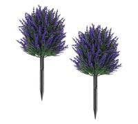 Manillefu 2 Pack Artificial Lavender Topiary Ball Trees, UV Resistant Plastic Shrubs With Ground Spikes For Outdoor Garden Patio Decor