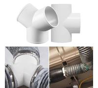 Manillefu Ventilation Pipe Connector T/Y Piece Adapter For 100mm 150mm Hoses, Tough Abs Plastic With Sealed Design, For Tumble Dryer And Indoor Garden