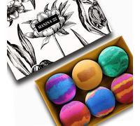 MANINA 22 Bath Bomb Gift Set | Handmade in The UK | 6 Extra Large Premium Quality Moisturising Bath Bombs (200g, 7oz, 8cm) with Natural Butters in Luxury Gift Box | Vegan/Cruelty Free (Yellow Box)