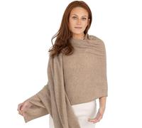 Manio Cashmere 100% Cashmere Knitted Wrap Pashmina Shawl Extra Large Scarf Stole for Women Travel, Mink, Large