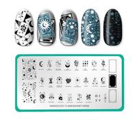 Maniology Anesayart Celestial Tarot Artist Collaboration Stamping Plate | Cards Crystals and Cosmic Manicure DIY Patterns- Reusable, Rectangular, Stainless Steel Nail Art Template