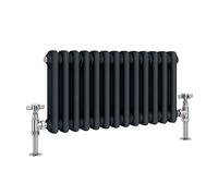 Manissa 2 Column Anthracite Traditional Radiator 300mm H x 605mm W | Column Radiator, Cast Iron Type, Old School Radiator, Double Column, Horizontal