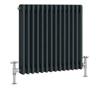 Manissa 3 Column Anthracite Traditional Radiator 600mm H x 605mm W