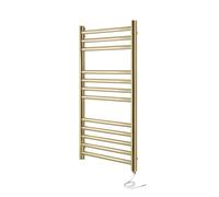 Manissa Boston Brushed Brass Electric Heated Towel Rail 400mm W x 800mm H