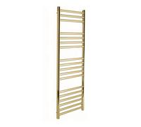 Manissa Boston Brushed Brass Heated Towel Rail 400mm W x 1200mm H Central Heating Bathroom Towel Radiator
