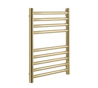Manissa Boston Brushed Brass Heated Towel Rail 400mm W x 600mm H | Stainless Steel, Rust-Resistant, Central Heating, Bathroom, Towel Warmer, Wall Mounted