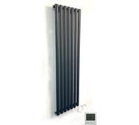 Manissa Electric Anthracite 1800x480 Oval Tube Single Panel Radiator Vertical Designer Radiator