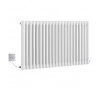 Manissa Electric White Traditional Radiator 3 Column 600mm H x 999mm W | Cast Iron Type, Old School Radiator, Includes 7 Day Timer/Thermostat, Triple Column, PTC Element