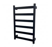 Manissa FALA Electric Black Flat Tube Towel Rail 700mm High Stainless Steel Finish Energy Efficient (400mm W x 700mm H Black)