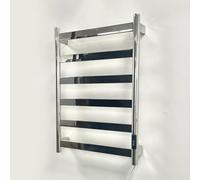 Manissa FALA Electric Stainless Steel Flat Tube Towel Rail 700mm High With Timer Mirror Polished Finish Energy Efficient (400mm x 700mm Stainless Steel)