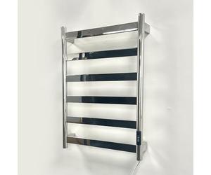 Manissa FALA Electric Stainless Steel Flat Tube Towel Rail 700mm High With Timer Mirror Polished Finish Energy Efficient (400mm x 700mm Stainless Steel)