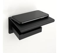 Manissa Matt Black Toilet Roll Holder with Mobile Phone Shelf