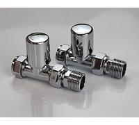 Manissa Milano Straight Chrome Towel Rail Valves 1/2" /15mm Radiator valves