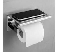 Manissa Mirror Polished Toilet Roll Holder with Mobile Phone Shelf