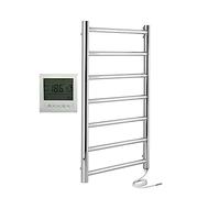 Manissa Selby Electric Stainless Steel Towel Rail Towel Warmer Mirror Polished Finish + 7 Day Timer and Thermostat (400 x 800)