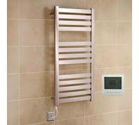 Manissa VAS 500 x 1165mm Electric Designer Stainless Steel Towel Warmer Mirror Polished Finish + Timer and Room Thermostat