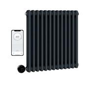 Manissa Wifi Electric 2 Column Anthracite Traditional Radiator 600mm H x 425mm W Smart 7 Day Programmable Timer App Compatibility