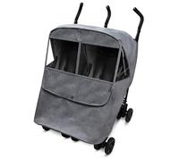 Manito Melange Twin/Double Stroller Weather Shield/Stroller Cover, Water-Repellent, Weather Protection for Rain, Snow, Wind & Cold, All Season (Black Grey)